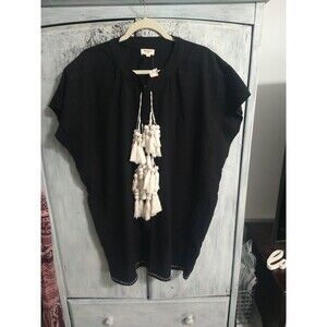 World Market Castle Tunic Mini Dress Black L/Xl Boho Logan Look Cottage Core